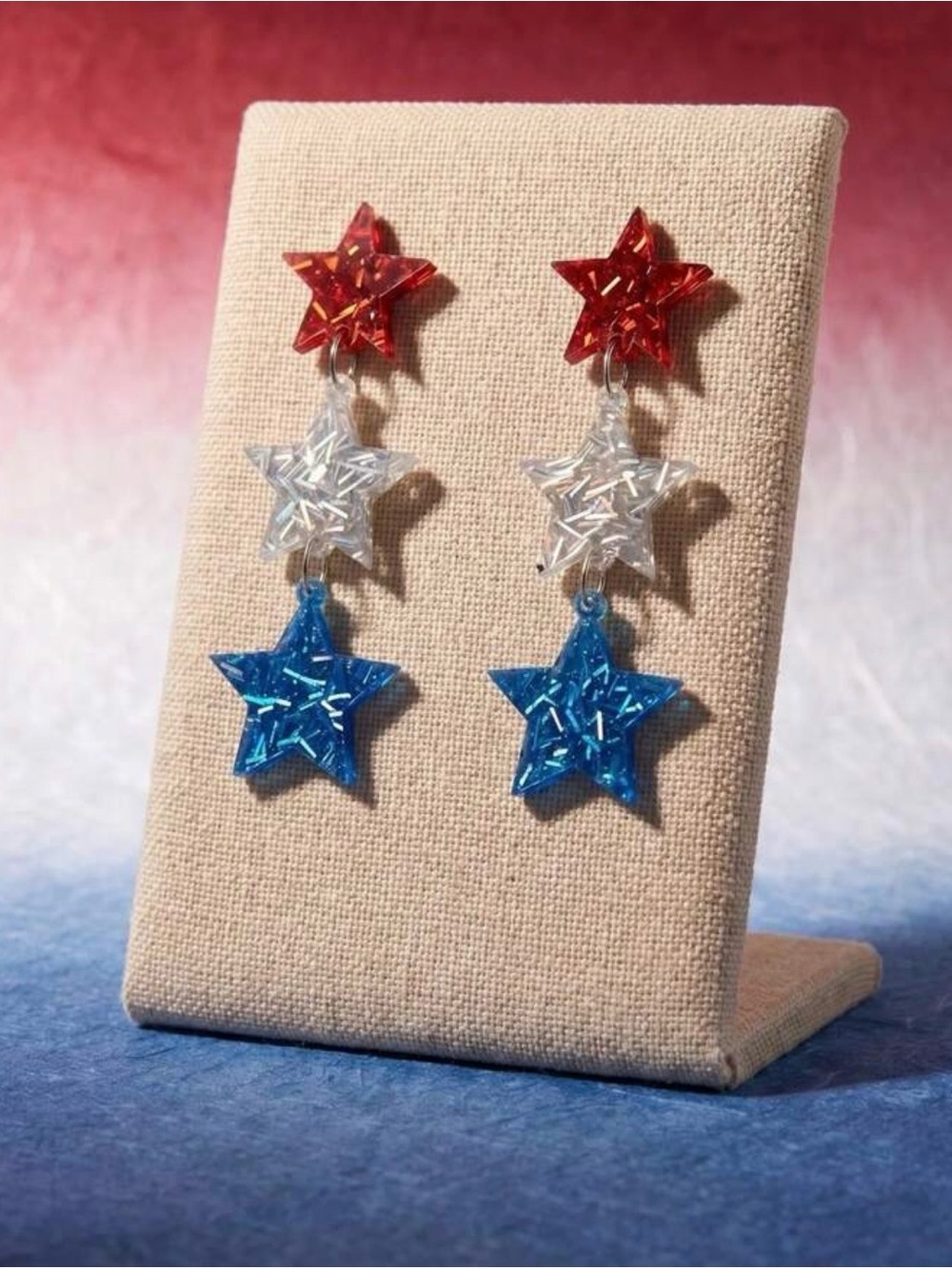 Amazon star patriotic American sparkle acrylic earrings